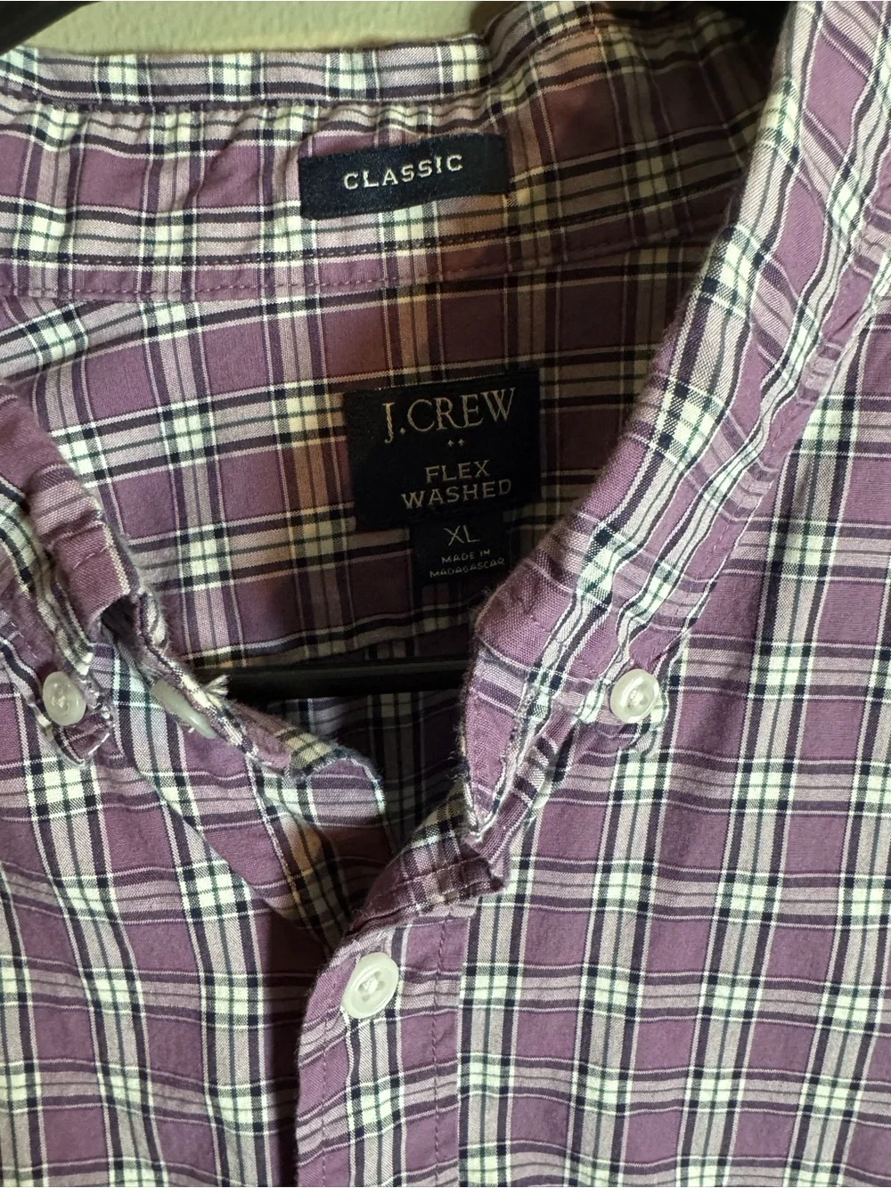 J. Crew Purple and White Plaid Button-Down Shirt